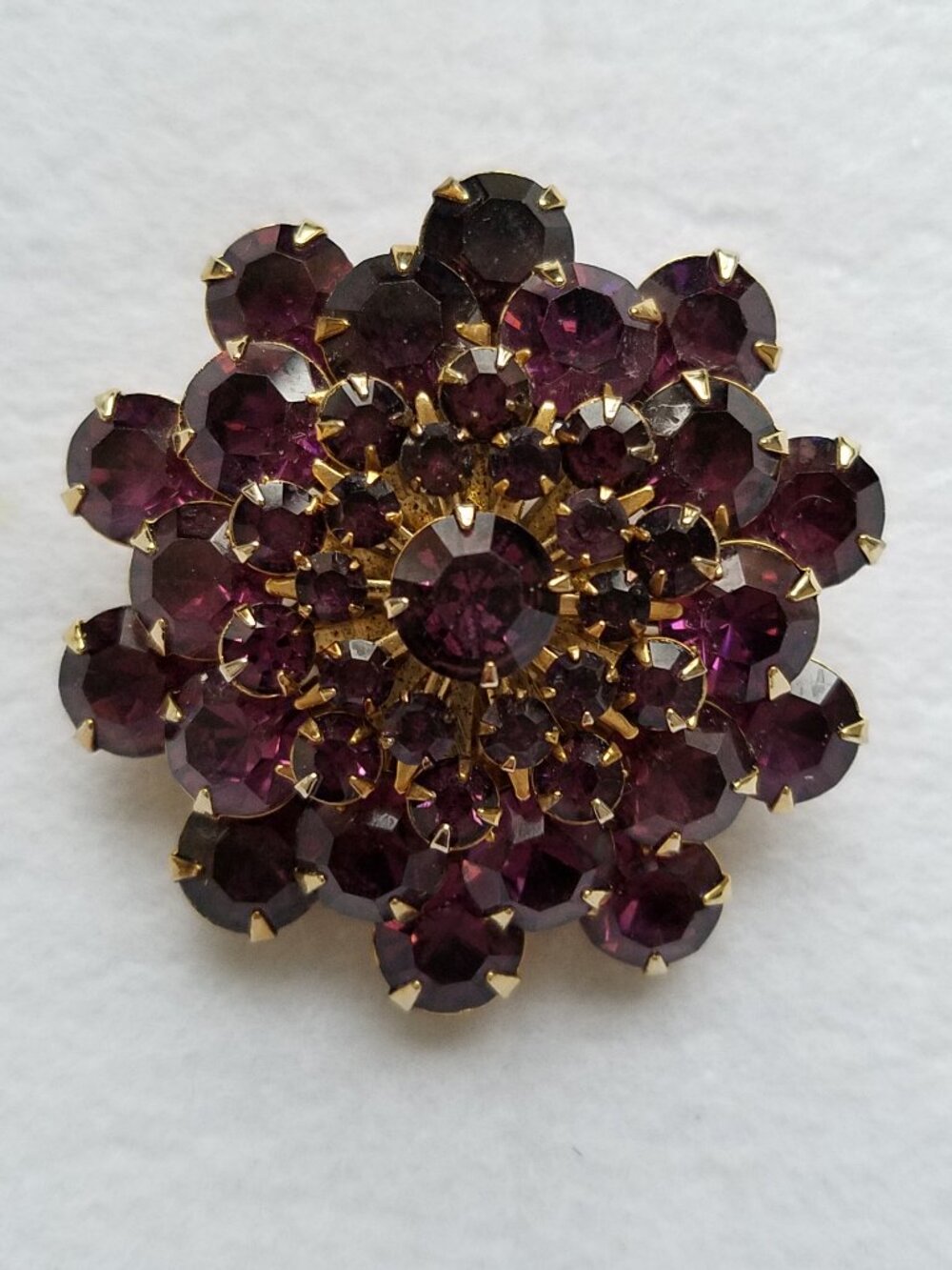 Vintage Purple Faceted Rhinestone Stacked Brooch